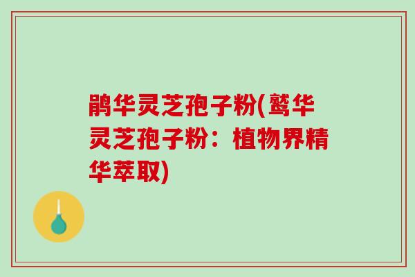 鹃华灵芝孢子粉(鹫华灵芝孢子粉：植物界精华萃取)
