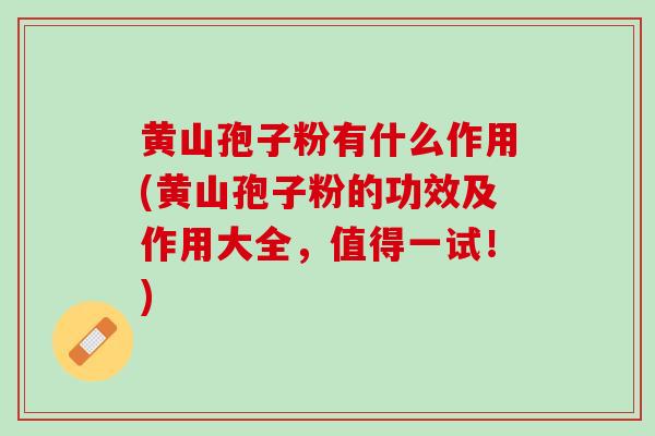 黄山孢子粉有什么作用(黄山孢子粉的功效及作用大全，值得一试！)