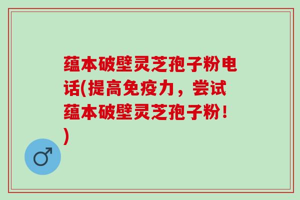 蕴本破壁灵芝孢子粉电话(提高免疫力，尝试蕴本破壁灵芝孢子粉！)