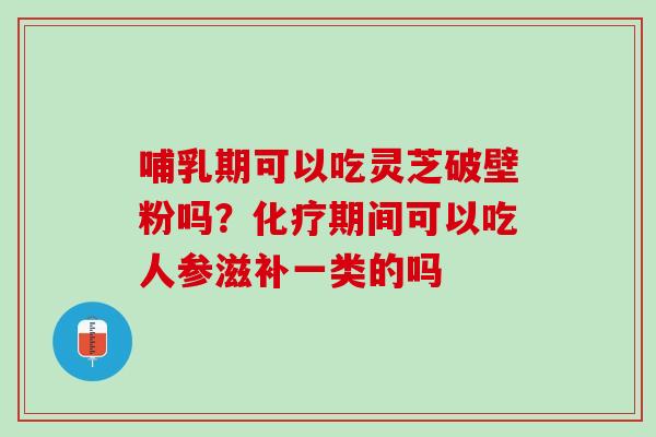 哺乳期可以吃灵芝破壁粉吗？期间可以吃人参滋补一类的吗