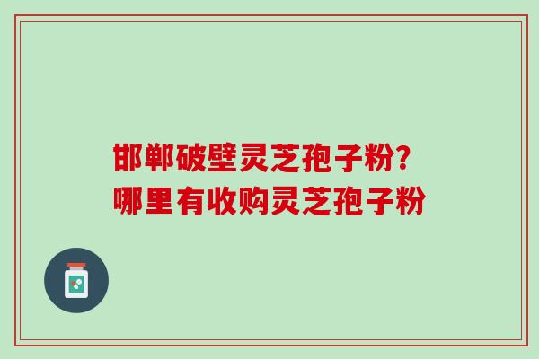 邯郸破壁灵芝孢子粉？哪里有收购灵芝孢子粉