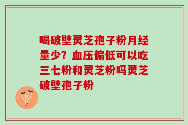 喝破壁灵芝孢子粉月经量少？血压偏低可以吃三七粉和灵芝粉吗灵芝破壁孢子粉