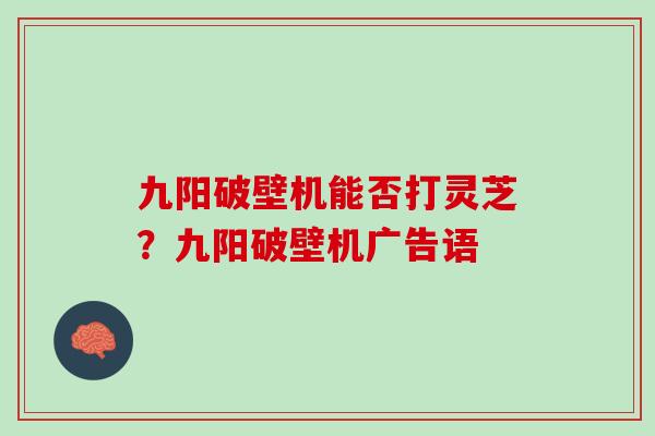 九阳破壁机能否打灵芝?九阳破壁机广告语 九阳破壁机能否打灵芝?九阳破壁机广告语