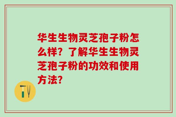 华生生物灵芝孢子粉怎么样？了解华生生物灵芝孢子粉的功效和使用方法？