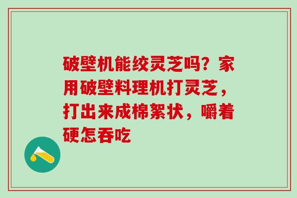 破壁机能绞灵芝吗？家用破壁料理机打灵芝，打出来成棉絮状，嚼着硬怎吞吃