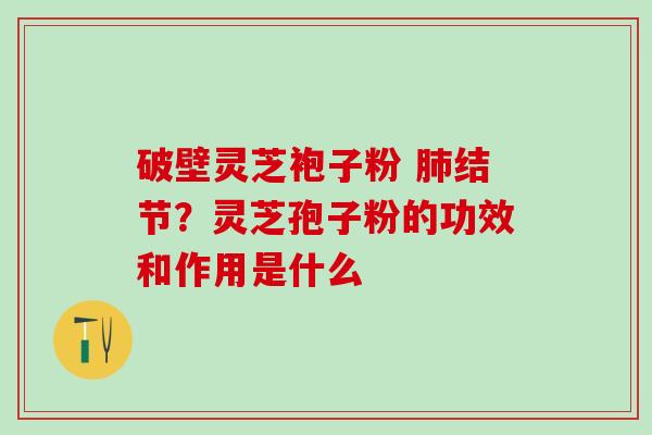 破壁灵芝袍子粉 肺结节？灵芝孢子粉的功效和作用是什么