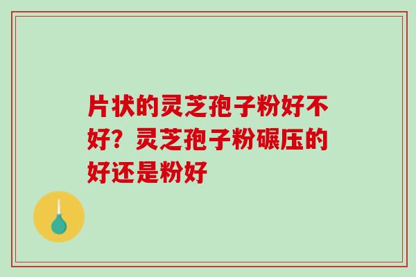 片状的灵芝孢子粉好不好？灵芝孢子粉碾压的好还是粉好
