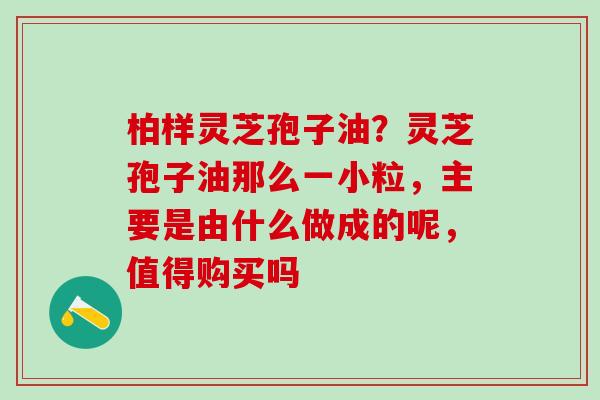 柏样灵芝孢子油?灵芝孢子油那么一小粒,主要是由什么做成的呢,值得购买吗 柏样灵芝孢子油?灵芝孢子油那么一小粒,主要是由什么做成的呢,值得购买吗