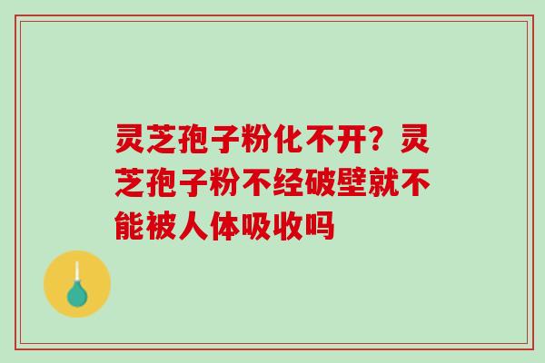 灵芝孢子粉化不开？灵芝孢子粉不经破壁就不能被人体吸收吗
