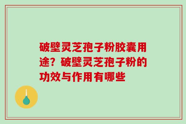 破壁灵芝孢子粉胶囊用途？破壁灵芝孢子粉的功效与作用有哪些