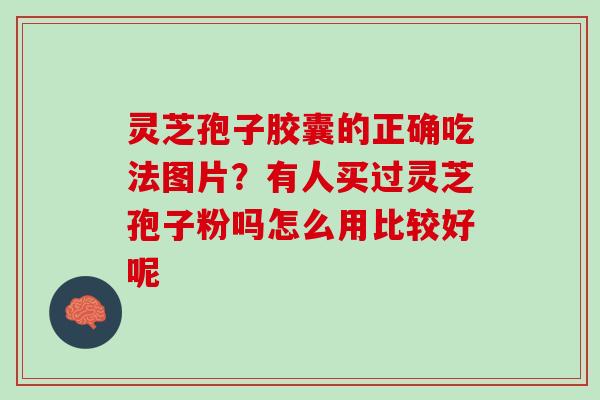 灵芝孢子胶囊的正确吃法图片？有人买过灵芝孢子粉吗怎么用比较好呢