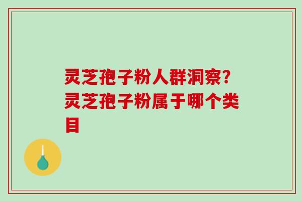 灵芝孢子粉人群洞察？灵芝孢子粉属于哪个类目