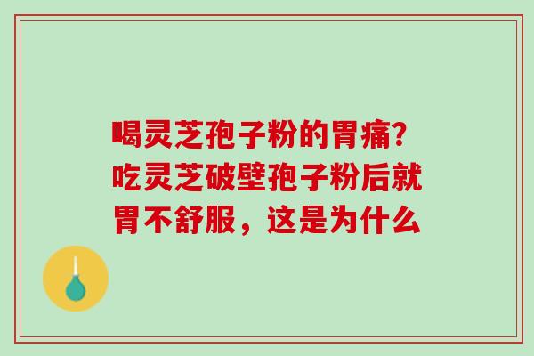 喝灵芝孢子粉的胃痛?吃灵芝破壁孢子粉后就胃不舒服,这是为什么 喝灵芝孢子粉的胃痛?吃灵芝破壁孢子粉后就胃不舒服,这是为什么
