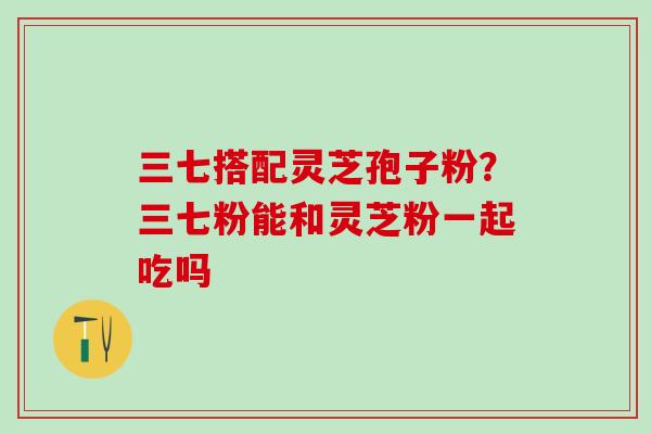 三七搭配灵芝孢子粉？三七粉能和灵芝粉一起吃吗