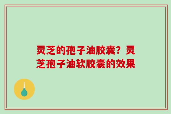 灵芝的孢子油胶囊？灵芝孢子油软胶囊的效果