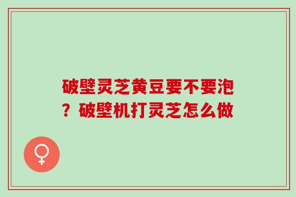 破壁灵芝黄豆要不要泡?破壁机打灵芝怎么做 破壁灵芝黄豆要不要泡?破壁机打灵芝怎么做