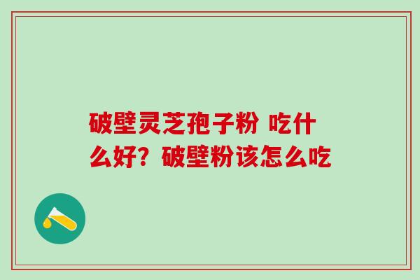 破壁灵芝孢子粉 吃什么好?破壁粉该怎么吃 破壁灵芝孢子粉 吃什么好?破壁粉该怎么吃