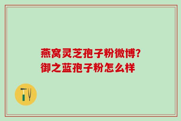 燕窝灵芝孢子粉微博？御之蓝孢子粉怎么样