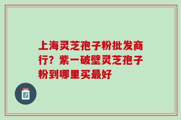 上海灵芝孢子粉批发商行？紫一破壁灵芝孢子粉到哪里买最好