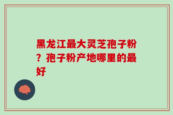 黑龙江最大灵芝孢子粉？孢子粉产地哪里的最好