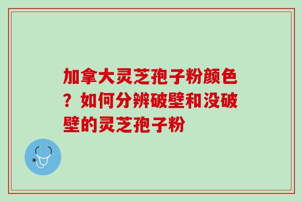 加拿大灵芝孢子粉颜色？如何分辨破壁和没破壁的灵芝孢子粉