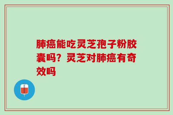 肺癌能吃灵芝孢子粉胶囊吗？灵芝对肺癌有奇效吗