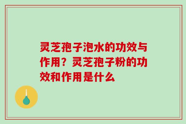 灵芝孢子泡水的功效与作用？灵芝孢子粉的功效和作用是什么