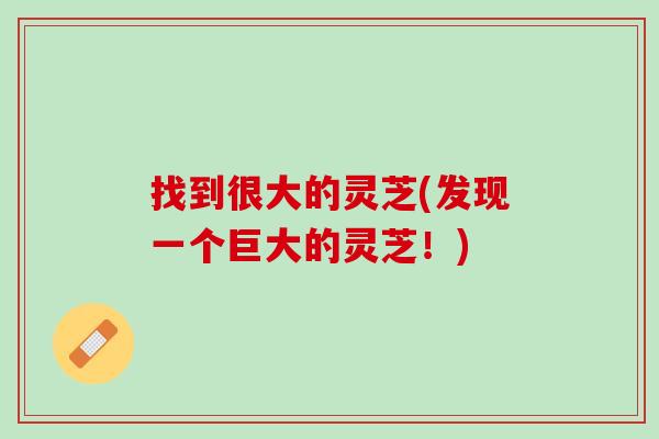 找到很大的灵芝(发现一个巨大的灵芝!) 找到很大的灵芝(发现一个巨大的灵芝!)