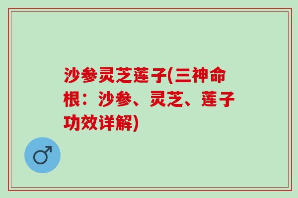 沙参灵芝莲子(三神命根：沙参、灵芝、莲子功效详解)