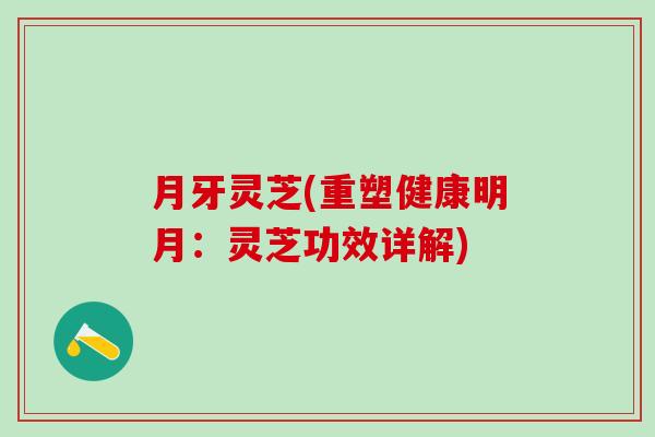 月牙灵芝(重塑健康明月：灵芝功效详解)