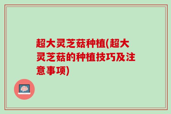 超大灵芝菇种植(超大灵芝菇的种植技巧及注意事项)
