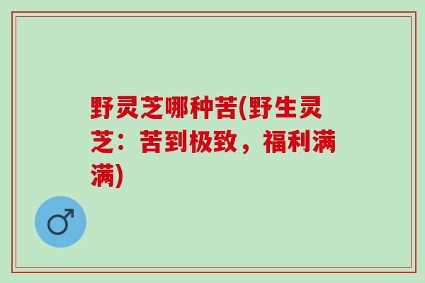 野灵芝哪种苦(野生灵芝：苦到极致，福利满满)