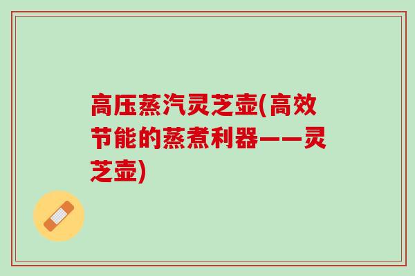 高压蒸汽灵芝壶(高效节能的蒸煮利器——灵芝壶)