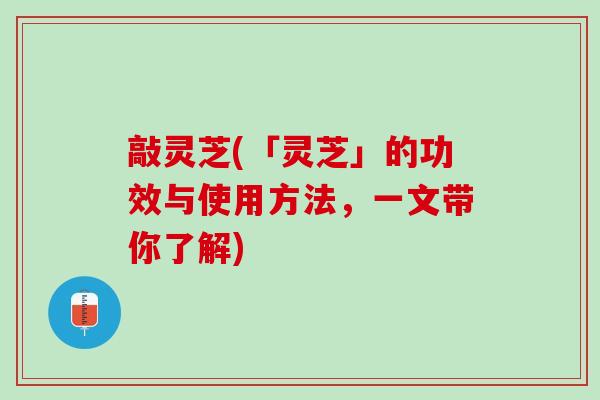 敲灵芝(「灵芝」的功效与使用方法，一文带你了解)