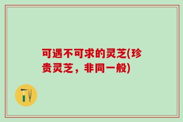 可遇不可求的灵芝(珍贵灵芝，非同一般)