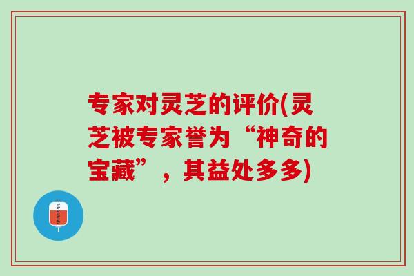 专家对灵芝的评价(灵芝被专家誉为“神奇的宝藏”，其益处多多)