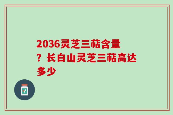 2036灵芝三萜含量？长白山灵芝三萜高达多少