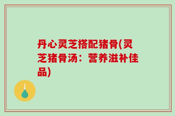 丹心灵芝搭配猪骨(灵芝猪骨汤:营养滋补佳品) 丹心灵芝搭配猪骨(灵芝猪骨汤:营养滋补佳品)