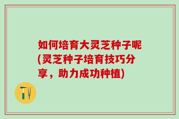 如何培育大灵芝种子呢(灵芝种子培育技巧分享，助力成功种植)