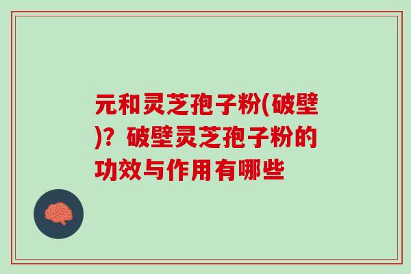 元和灵芝孢子粉(破壁)？破壁灵芝孢子粉的功效与作用有哪些