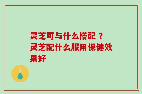 灵芝可与什么搭配 ？灵芝配什么服用保健效果好