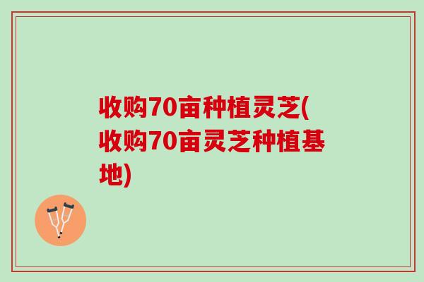 收购70亩种植灵芝(收购70亩灵芝种植基地) 收购70亩种植灵芝(收购70亩灵芝种植基地)
