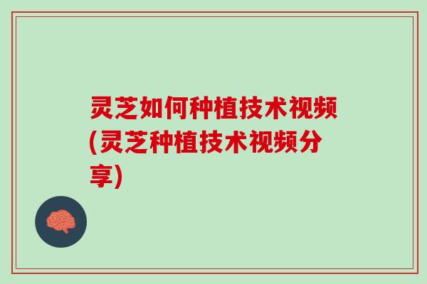 灵芝如何种植技术视频(灵芝种植技术视频分享)
