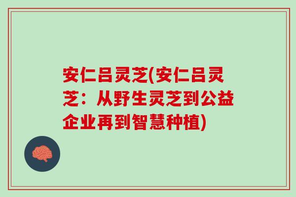 安仁吕灵芝(安仁吕灵芝：从野生灵芝到公益企业再到智慧种植)