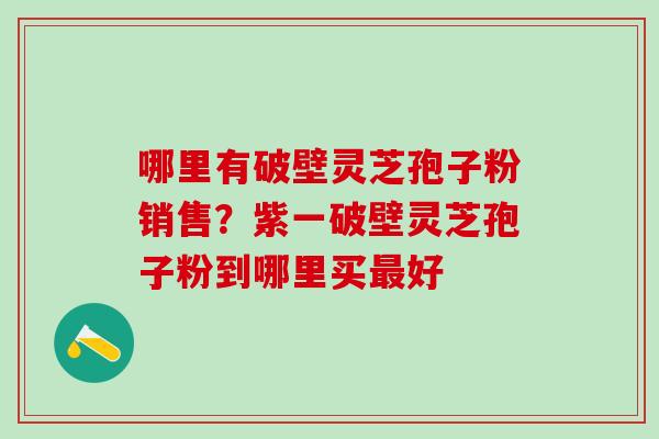 哪里有破壁灵芝孢子粉销售？紫一破壁灵芝孢子粉到哪里买最好
