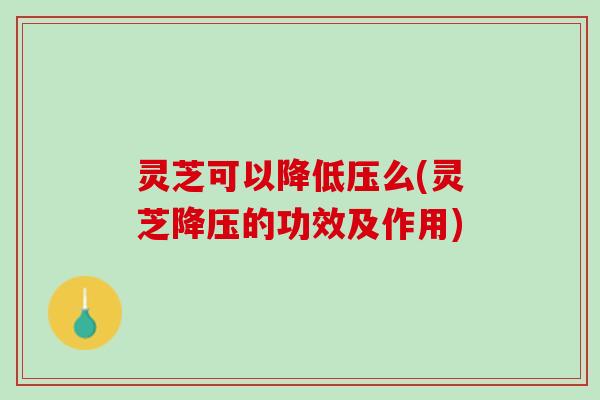 灵芝可以降低压么(灵芝的功效及作用) 灵芝可以降低压么(灵芝的功效及作用)