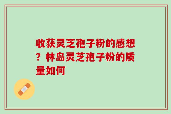 收获灵芝孢子粉的感想？林岛灵芝孢子粉的质量如何
