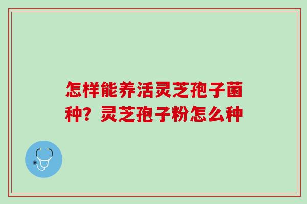 怎样能养活灵芝孢子菌种？灵芝孢子粉怎么种