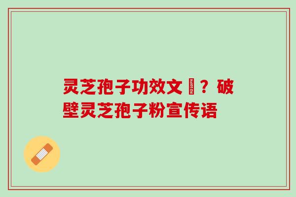 灵芝孢子功效文獻？破壁灵芝孢子粉宣传语
