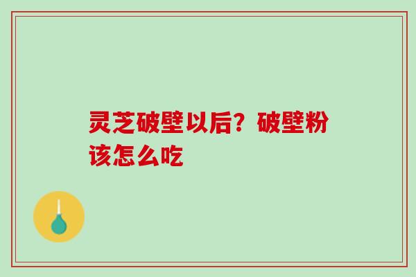 灵芝破壁以后？破壁粉该怎么吃